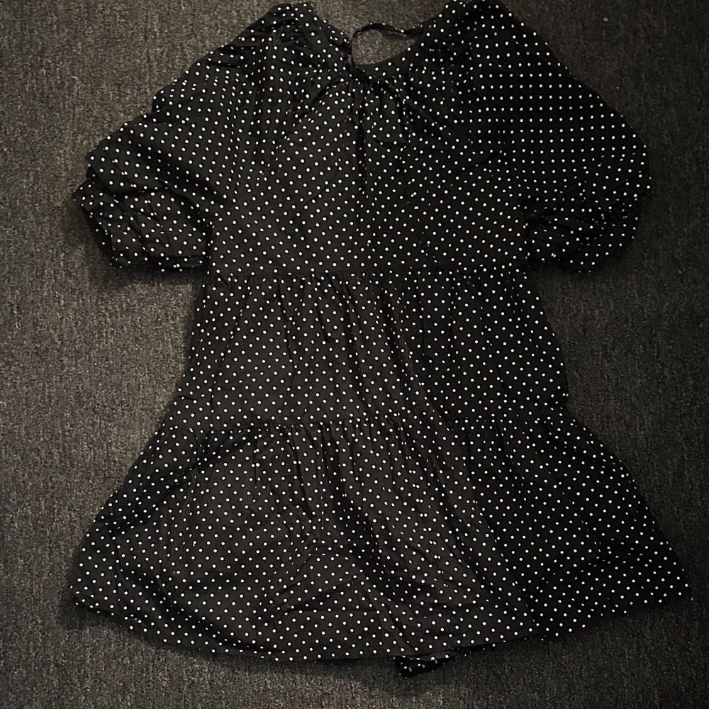 Pull&Bear Black and White Polka Dot Top